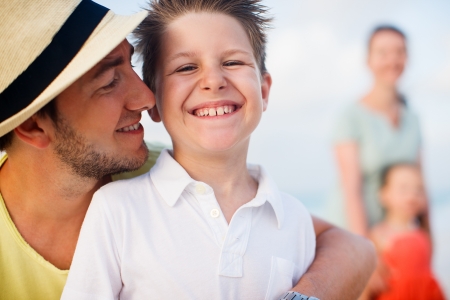 Happy beautiful family on a vacationの写真素材