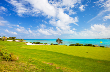 Stunning view of a coastal golf courseの写真素材