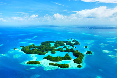 Beautiful view of 70 islands in Palau from aboveの写真素材