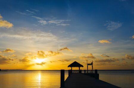 Beautiful sunset over tropical seaの写真素材