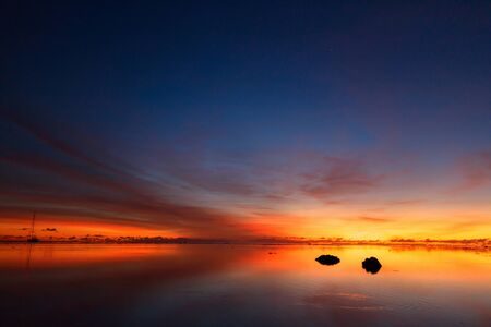 Beautiful sunset over tropical seaの写真素材