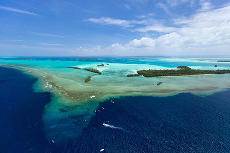 Beautiful view of Palau tropical islands and Pacific ocean from aboveの写真素材