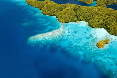 Beautiful view of Palau islands from aboveの写真素材