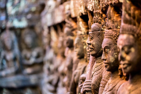Bas reliefs in Terrace of the Leper King in Angkor Archaeological area in Cambodiaの写真素材