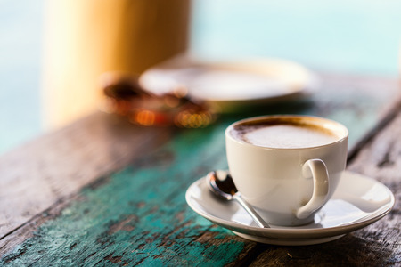 Fresh coffee served for breakfastの写真素材