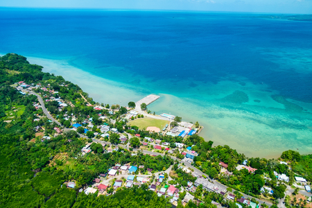 Beautiful view of Palau tropical islands and Pacific ocean from aboveの写真素材