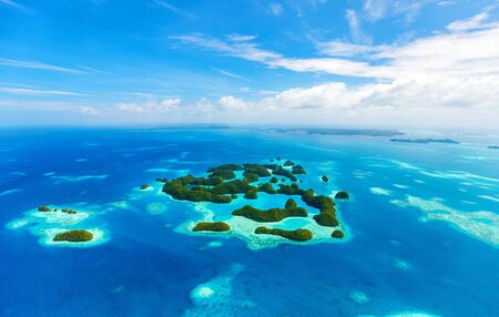 Beautiful view of 70 islands in Palau from aboveの写真素材