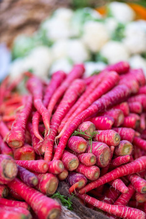Fresh organic vegetables in outdoor market in Jaipur India