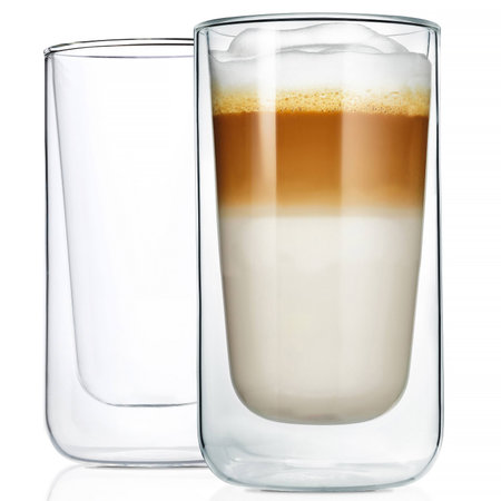 Double wall cup with latte isolated on a white backgroundの写真素材