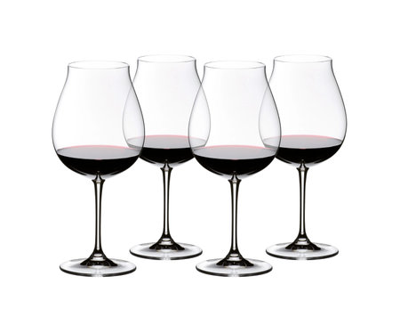 Set of red wine glasses isolated on a white backgroundの写真素材