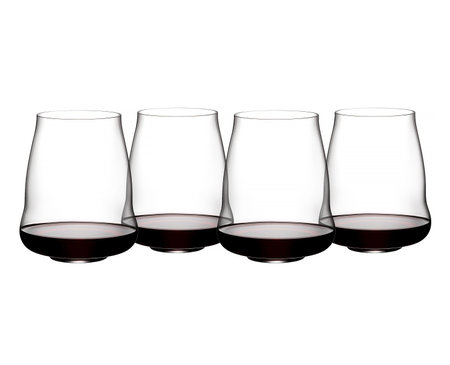 Set of red wine stemless glass isolated on white backgroundの写真素材