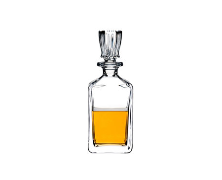 Glass decanter with whiskey isolated on white backgroundの写真素材