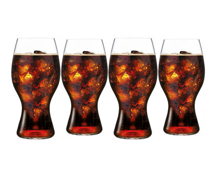 Set of soft drinks glasses with ice isolated on a white backgroundの写真素材