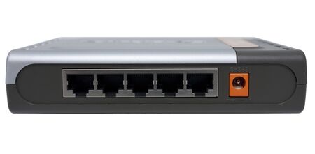 The grey switchboard on 4 inputs close upの写真素材