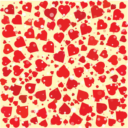 Hearts diferent size and color round background template. Good for Valentines day love poster banner...