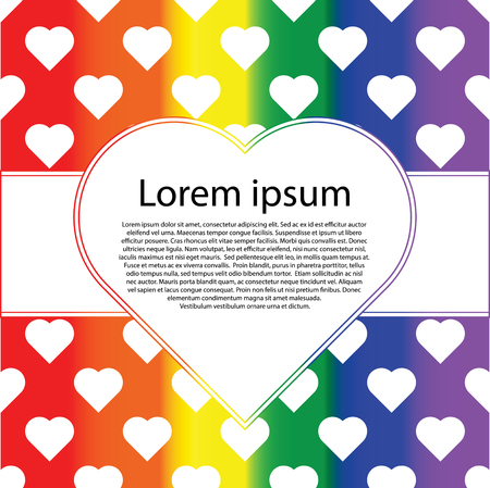 LGBT  pride greeting card, poster with heart and text frame Valentine's Day. Vector illustrationのイラスト素材