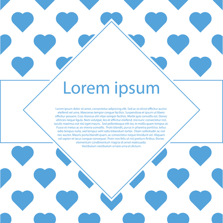 Valentine blue heart on white with rhombus frame.のイラスト素材