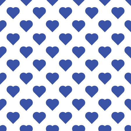 Seamless pattern of big blue hearts on white background. Design element for wallpapers, wedding invitations, birthday card, scrapbooking, fabric print etc. Vector illustration.のイラスト素材