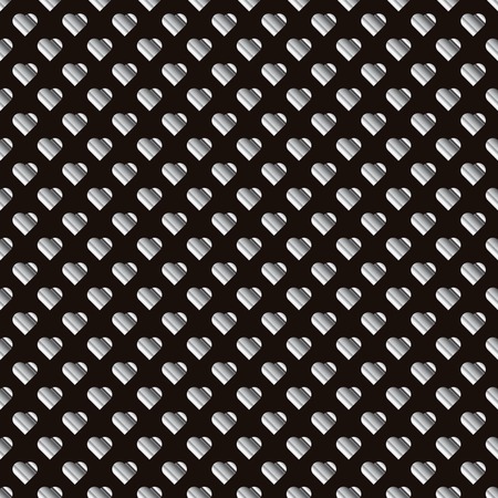 Silver hearts seamless vector pattern. Shiny silver and brown Valentines day background. Texture of silver foil. Design element for wallpapers, wedding invitations, birthday card, scrapbooking, fabric print etc. Vector illustrationのイラスト素材
