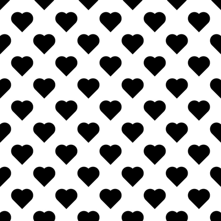 Seamless pattern with hearts. Black hearts on white background. Design element for wallpapers, wedding invitations, birthday card, scrapbooking, fabric print etc. Vector illustration.のイラスト素材