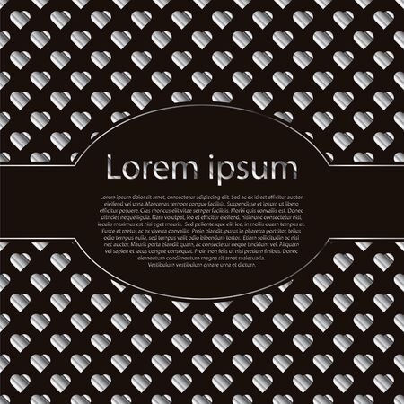 Design card or seamless pattern with silver hearts and oval text frame. Royal vector for St. Valentine Day, wedding or lovedのイラスト素材