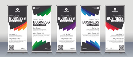 Roll up banner stand design template. Abstract roll up banner stand design.