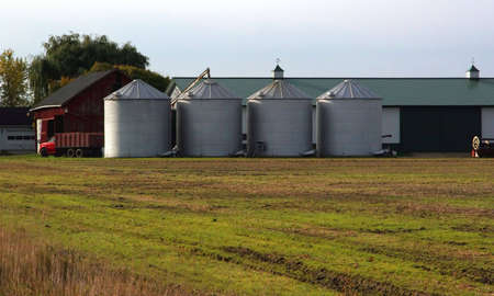 grain silos at farmの写真素材