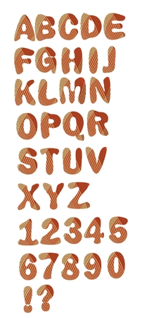 Decorative alphabet uppercase set in hatch design inclusive numbersのイラスト素材