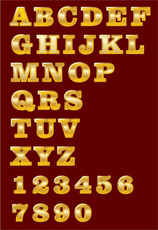 Uppercase decorative alphabet set with letters in metallic designのイラスト素材