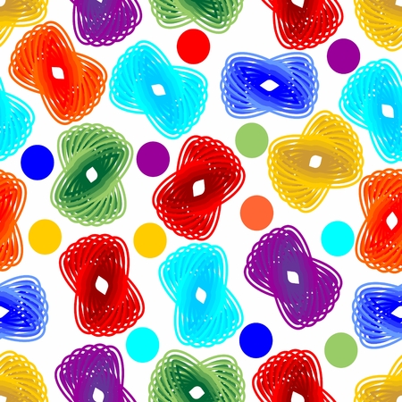 Seamless background with abstract elements in rainbow colorsのイラスト素材