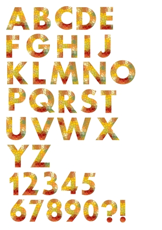 Uppercase alphabet set designed in autumn color mosaic のイラスト素材