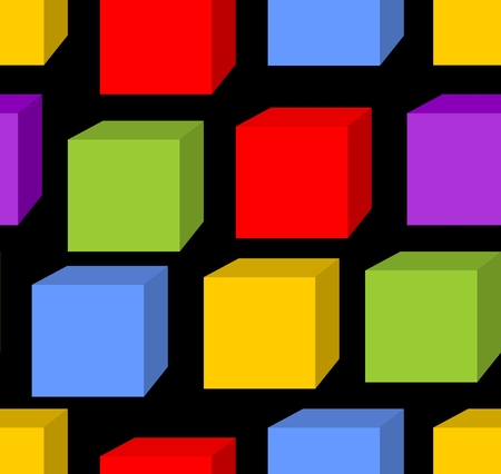 Seamless background with rainbow cube patterns on the black areaのイラスト素材