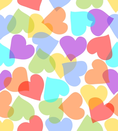 Seamless background with hearts overlapping pattern in pastel colorsのイラスト素材