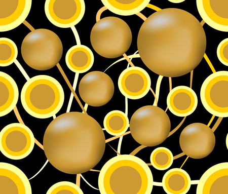 Futuristic abstract background with gold balls in the dark areaのイラスト素材