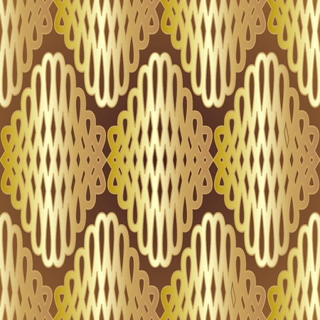 Seamless vintage gold mesh ornament on the brown backgroundのイラスト素材