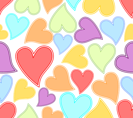 Seamless background with colorful heart in soft pastel colorsのイラスト素材