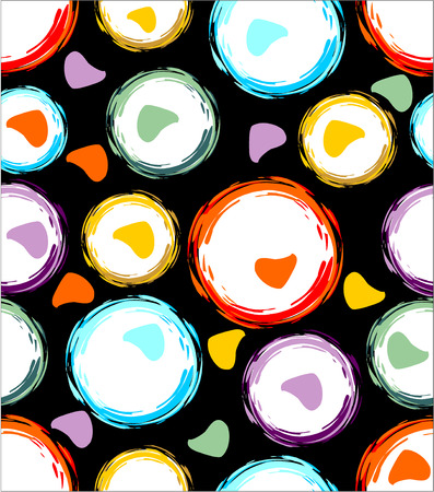 Seamless background with colorful grunge circles on a dark surfaceのイラスト素材