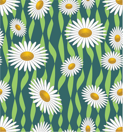 Seamless background with daisies on green areaのイラスト素材