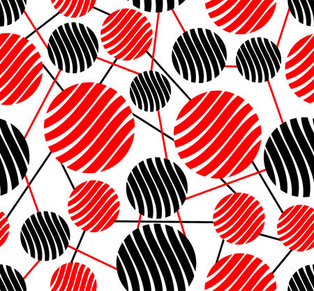 Seamless background with red and black circles on the white areaのイラスト素材