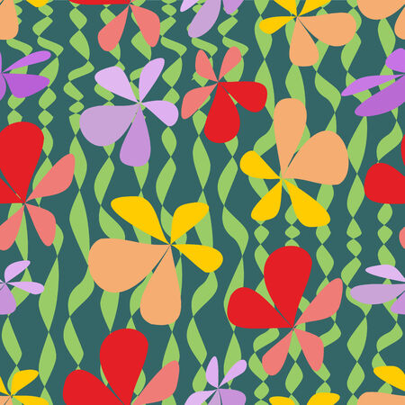 Cheerful seamless abstract background with colorful flowersのイラスト素材