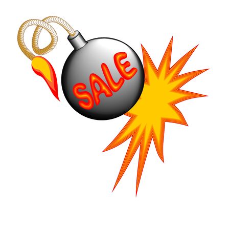 Sale billboard with exploding bomb on the white backgroundのイラスト素材