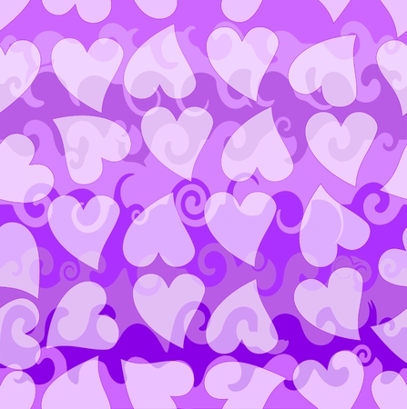 Seamless background with hearts and waves in purple designのイラスト素材