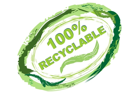 Product label 100 % recyclable in grunge styleのイラスト素材