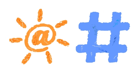 Computer sign in grunge style in yellow and blueのイラスト素材