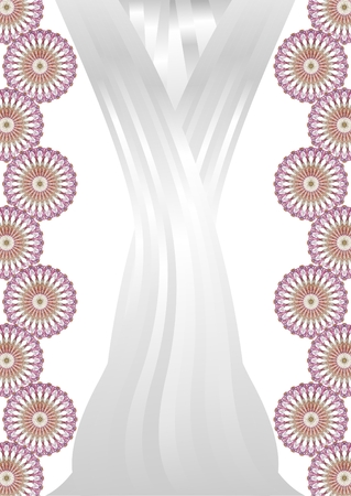Abstract background for own text with flower borders and metallic ribbonsの写真素材