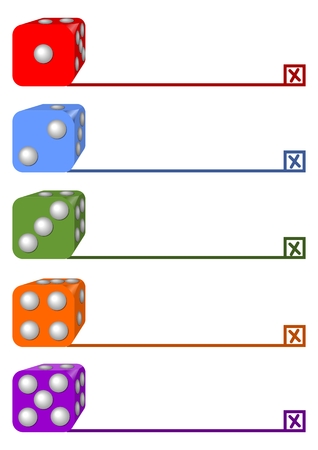 One, two, three, four, five steps infographic template designed with dicesのイラスト素材