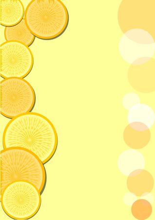 Leaflet background with slices of lemon and orange and transparent circlesのイラスト素材