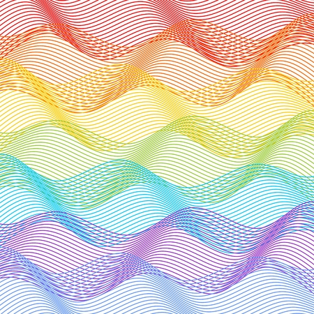 Tile with fine horizontal rainbow outline wavesのイラスト素材