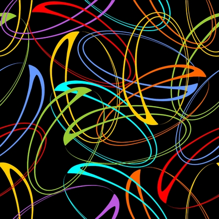 Seamless background with strong contrasting curves on black areaのイラスト素材