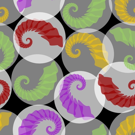 Abstract seamless phantasy background with grubs in translucent circlesのイラスト素材
